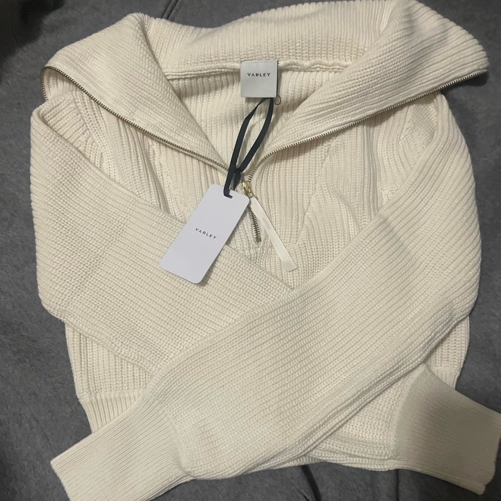 NWT Varley Mentone Half Zip Sweater in Egret - XS - Picture 6 of 9